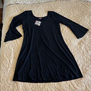 Salaam NWT Black 3/4 Flare Sleeve Scoop Neck Mini Dress
